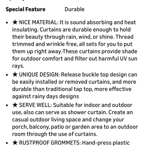 Outdoor Curtain Panel for Patio 50x120inch Beige - Picture 8 of 8